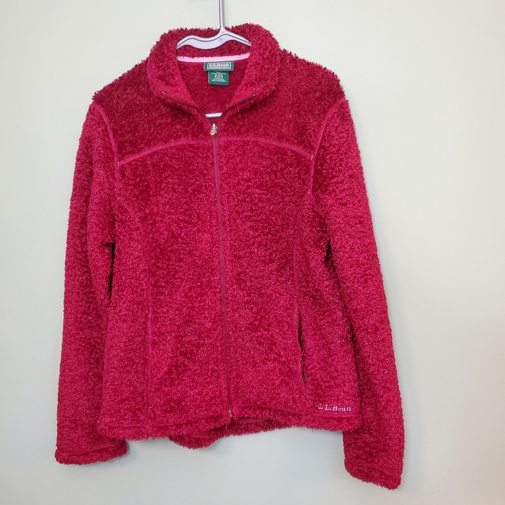 LL Bean Polartec Hi-Pile Berber Fuzzy Full Zip Jacket Women's Sz Medium Regular